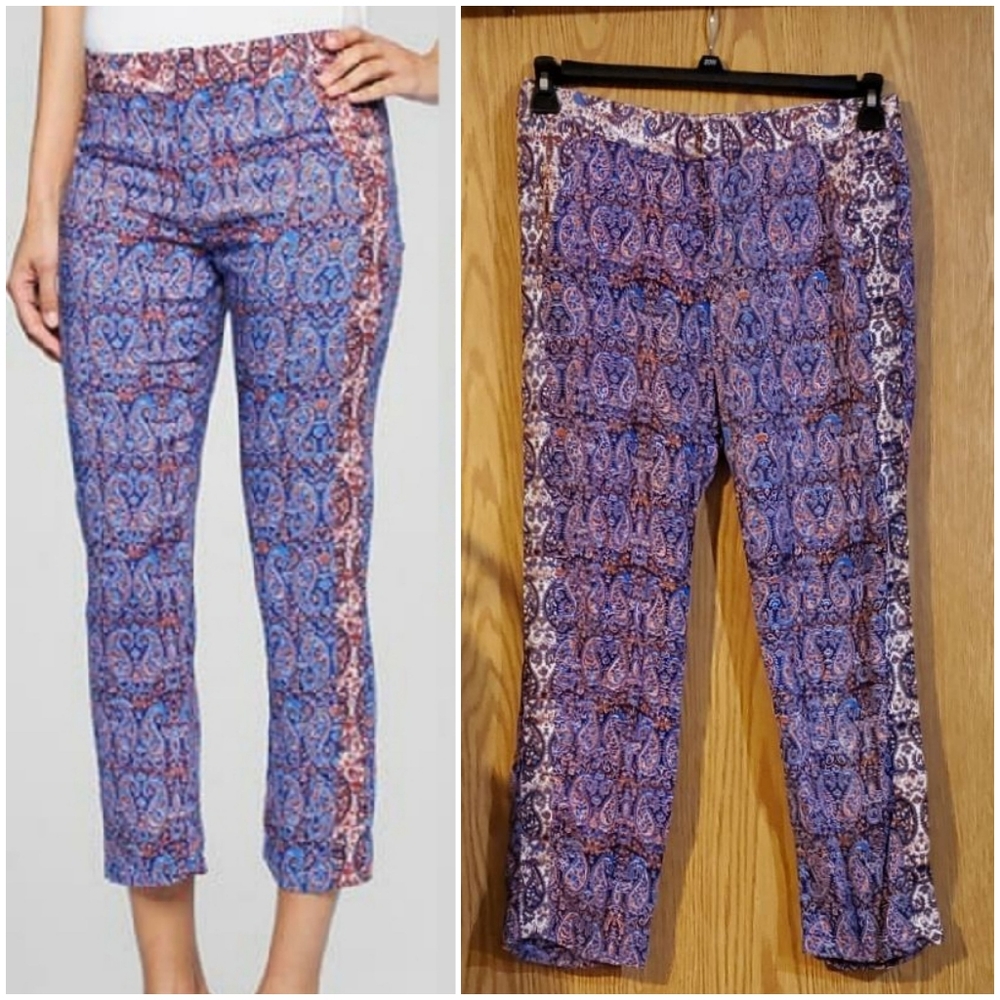 Ella Moss Dixon paisley ankle pants rayon lightweight size 26